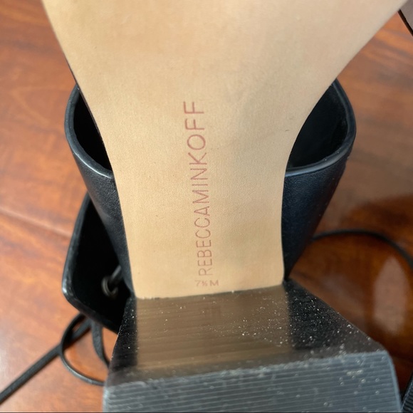 Rebecca Minkoff  leather block heel black sandals - Picture 4 of 6